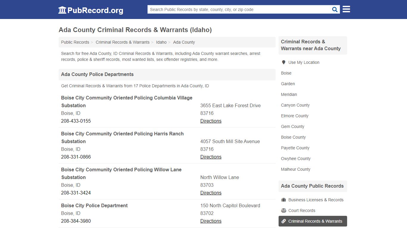 Free Ada County Criminal Records & Warrants (Idaho ...