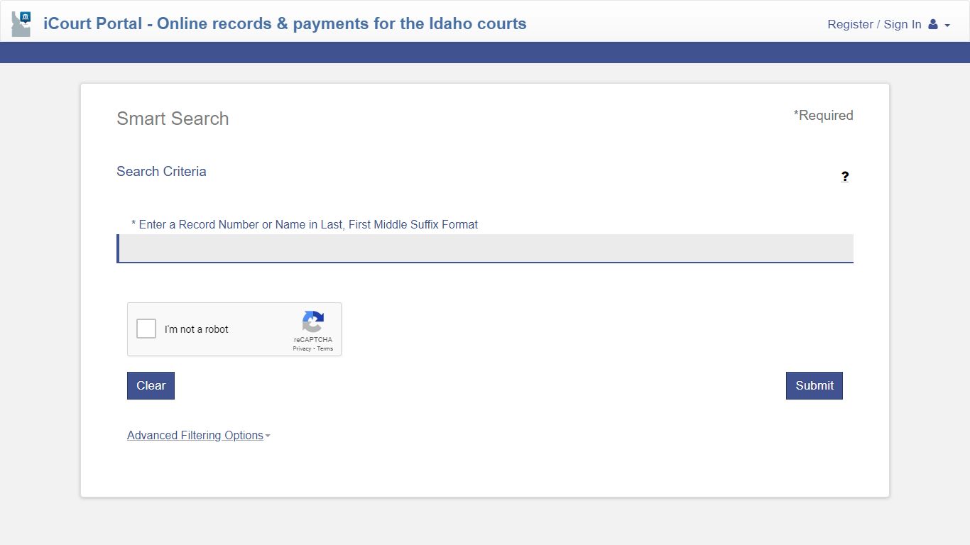 Smart Search - iCourt Portal - Online records & payments ...